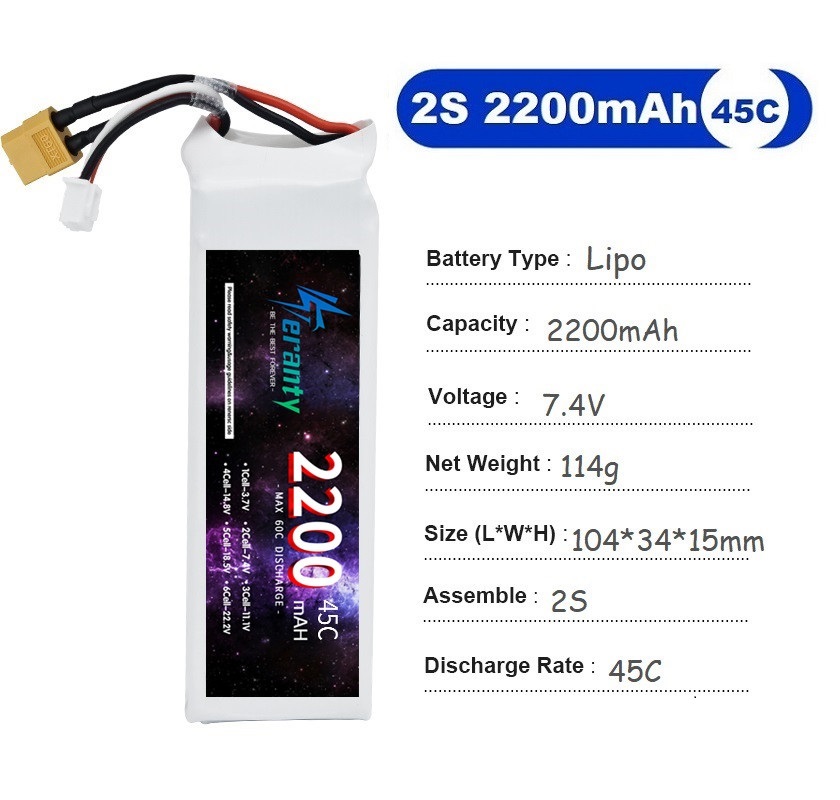 2PCS 7.4V Lipo 2S Battery 1500 - Rc Hobby Drone recensie en prijs